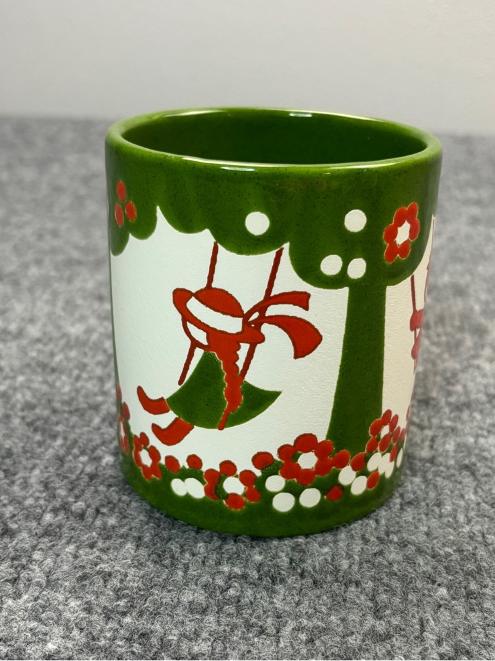 VTG Waechtersbach Pottery West Germany Apple Orchard Tree Coffee Mug Green Swing - Picture 4 of 11